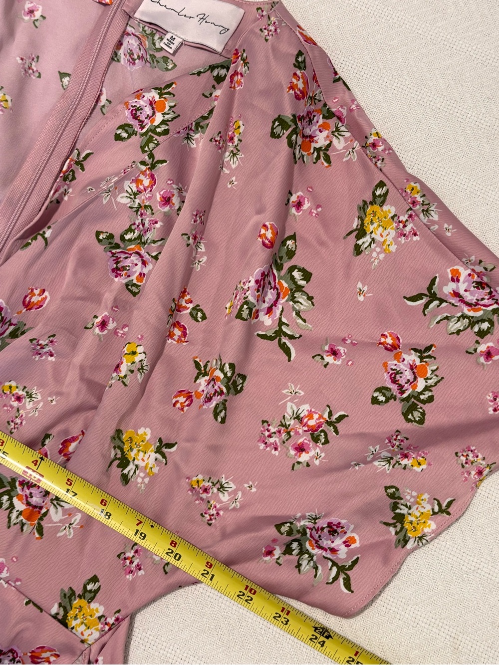 🟡Charles David Blush Pink Floral Wrap Mini Dress with Side Tie - Picture 7 of 10